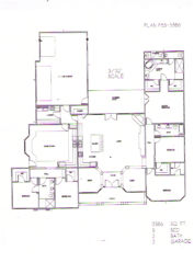 Plan: 3586 square foot custom home, 5 bedroom, 3 bath, 3 car garage